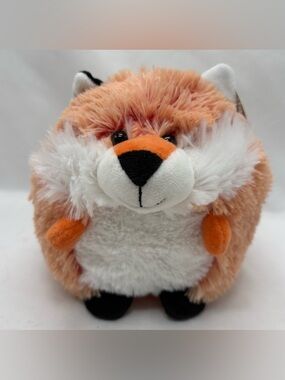 Round Plush Red Fox 6" Orange Ball Shaped Stuffed Animal Spark Create Imagine